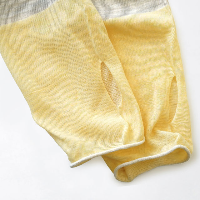 SUNNY&SNOWY麻の軽やかUVアームカバー タンポポ（イエロー × ベージュ）