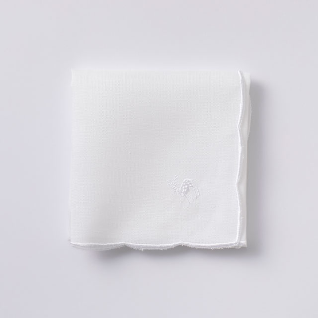 麻のハンカチ　スカラップ