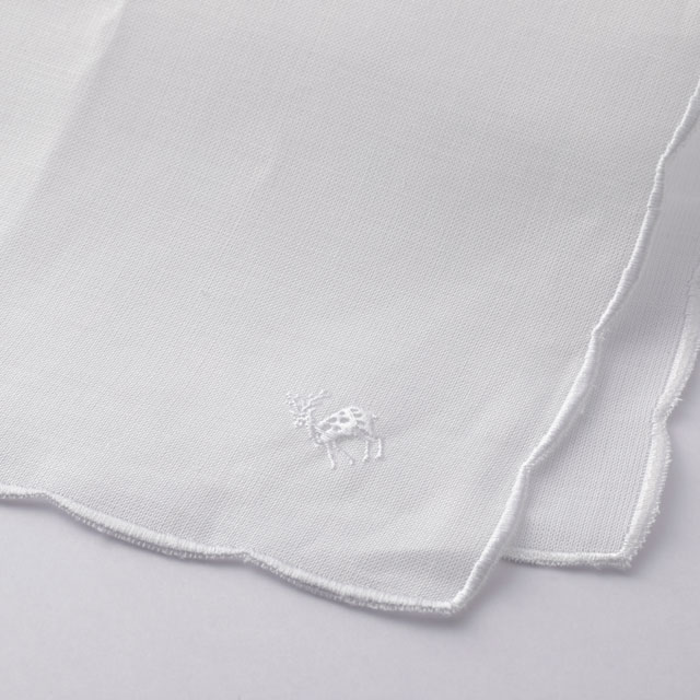 麻のハンカチ　スカラップ