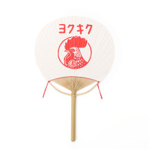 金鳥の夏日本の夏　手刷り丸竹うちわ