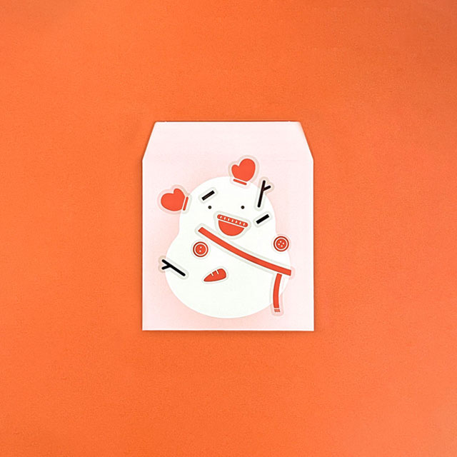 EMBOSS POCHI ふくわらい（シールセット付き） おかめ