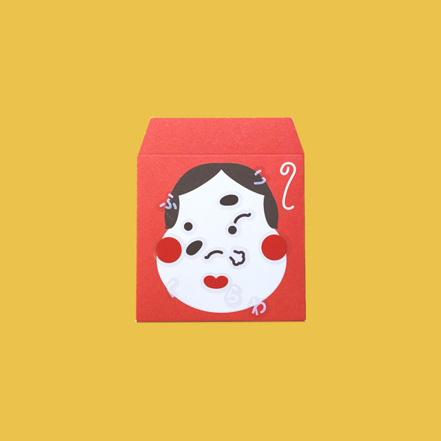 EMBOSS POCHI ふくわらい（シールセット付き） おかめ