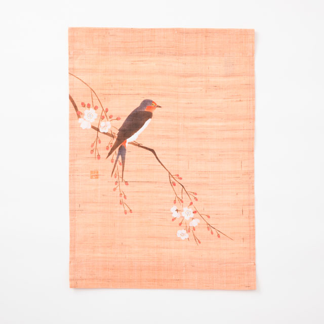 花鳥画　四月「枝垂れ桜と燕」