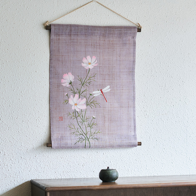 【WEB限定】十二ヶ月のタペストリー　花鳥画　九月「秋桜と赤とんぼ」