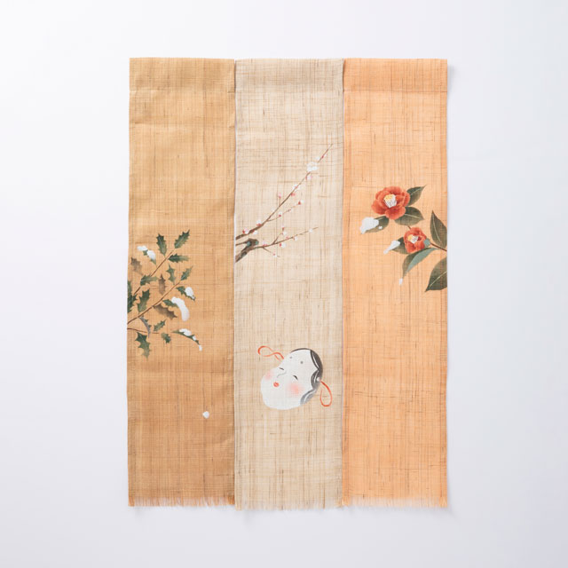 【WEB限定】十二ヶ月の三連タペストリー 二月「節分(お多福・柊・椿)」