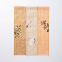 【WEB限定】十二ヶ月の三連タペストリー　二月「節分（お多福・柊・椿）」