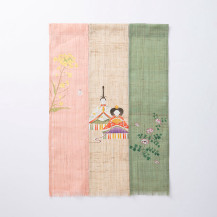 【WEB限定】十二ヶ月の三連タペストリー 三月「桃の節句(雛・菜の花・蓮華草)」