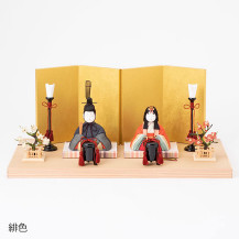 【予約商品】手織り麻の木目込み雛飾り　親王飾り　背景（屏風）・素木台