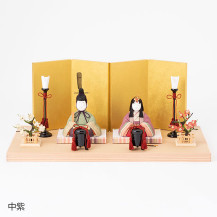 【予約商品】手織り麻の木目込み雛飾り　親王飾り　背景（屏風）・素木台