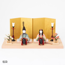 【予約商品】手織り麻の木目込み雛飾り　親王飾り　背景（屏風）・素木台