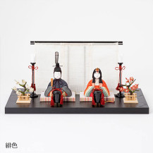 【予約商品】手織り麻の木目込み雛飾り 親王飾り 背景(几帳)・塗り台