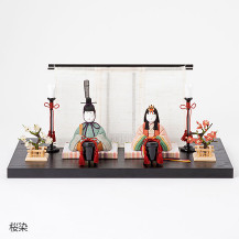 【予約商品】手織り麻の木目込み雛飾り　親王飾り　背景（几帳）・塗り台