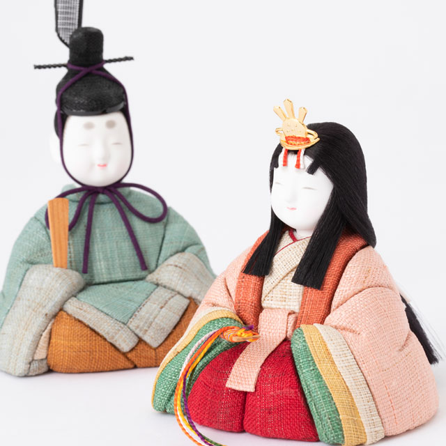 【予約商品】手織り麻の木目込み雛飾り　親王飾り　背景（几帳）・塗り台