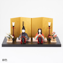 【予約商品】手織り麻の木目込み雛飾り　親王飾り　背景（屏風）・塗り台