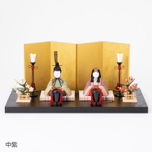 【予約商品】手織り麻の木目込み雛飾り　親王飾り　背景（屏風）・塗り台