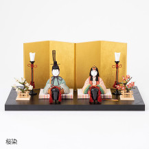 【予約商品】手織り麻の木目込み雛飾り　親王飾り　背景（屏風）・塗り台