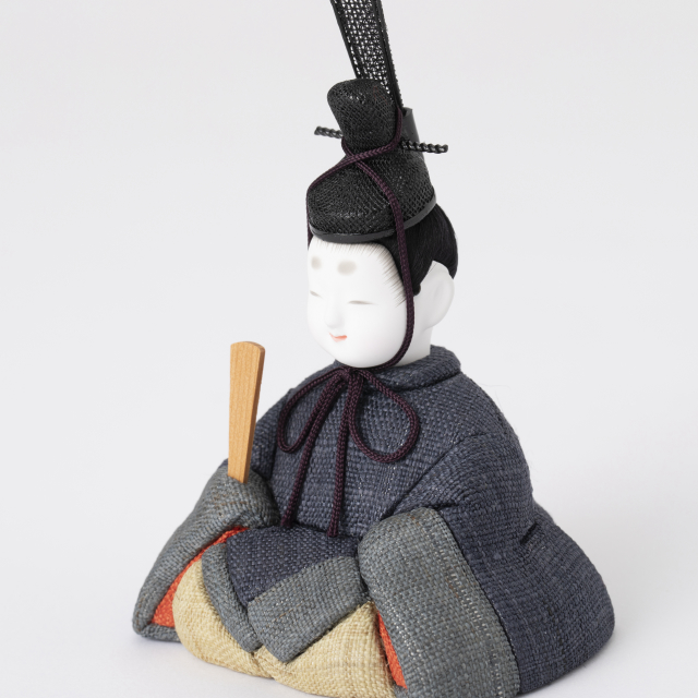 【予約商品】手織り麻の木目込み雛飾り　親王飾り　背景（屏風）・塗り台