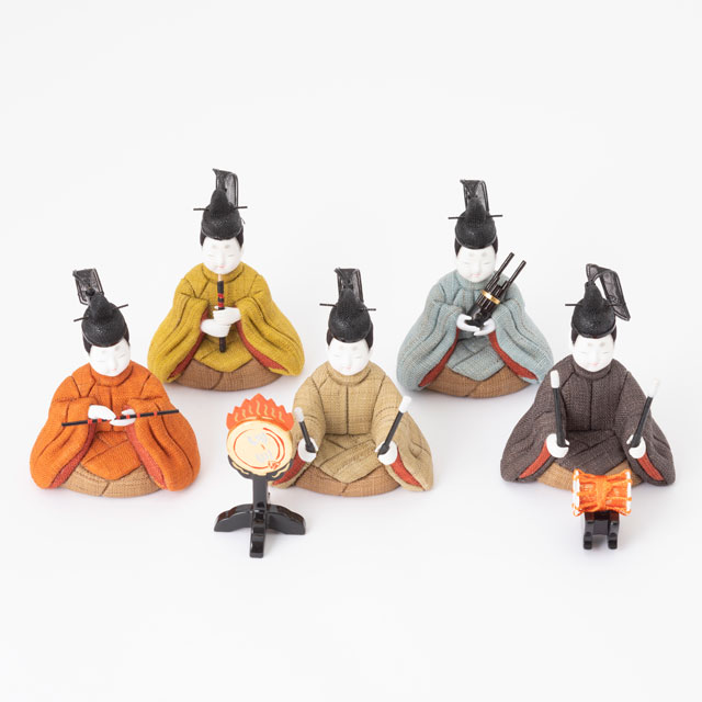 【予約商品】手織り麻の木目込み雛飾り　十人飾り　背景（几帳）・素木台