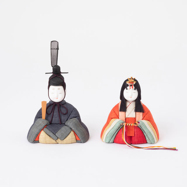 【予約商品】手織り麻の木目込み雛飾り　十人飾り　背景（屏風）・素木台