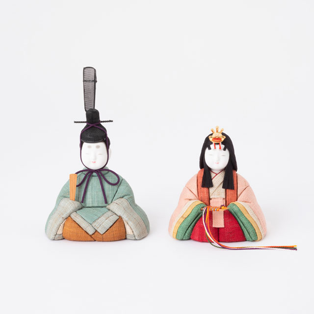 【予約商品】手織り麻の木目込み雛飾り　十人飾り　背景（屏風）・塗り台