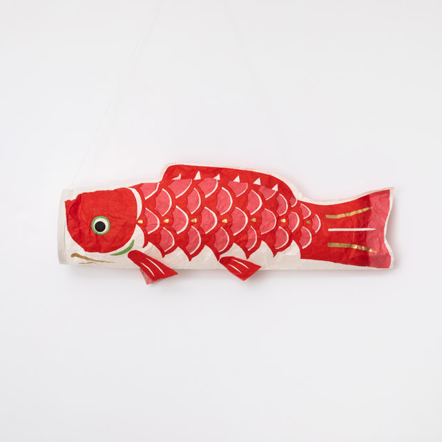 和紙の手捺染鯉のぼり 中　赤