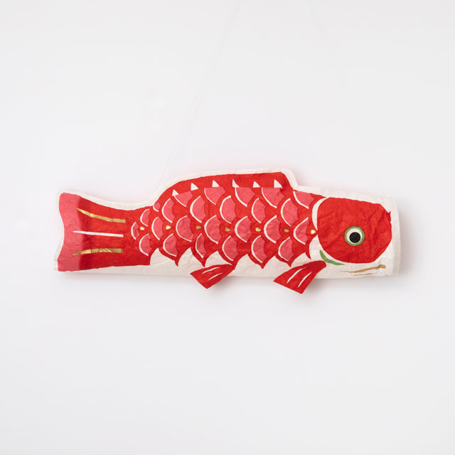 和紙の手捺染鯉のぼり 中　赤