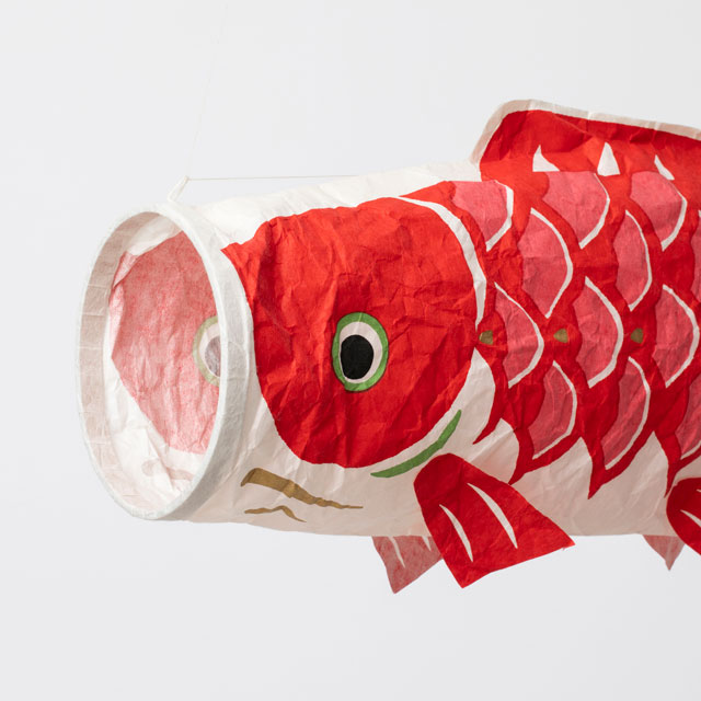 和紙の手捺染鯉のぼり 中　赤