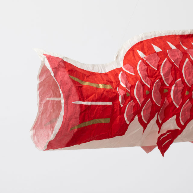 和紙の手捺染鯉のぼり 中　赤