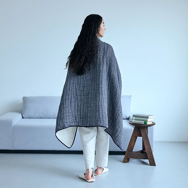 【WEB限定】BLANKED 麻混ガーゼケット ハーフ