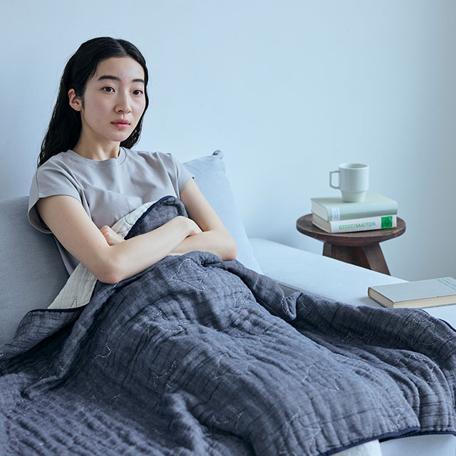【WEB限定】BLANKED 麻混ガーゼケット ハーフ