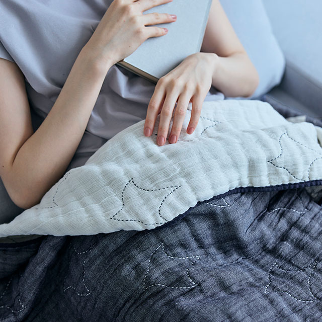 【WEB限定】BLANKED 麻混ガーゼケット ハーフ