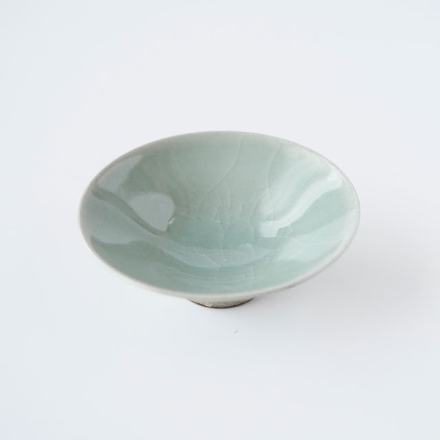 鍋島虎仙窯　青瓷　貫入花器