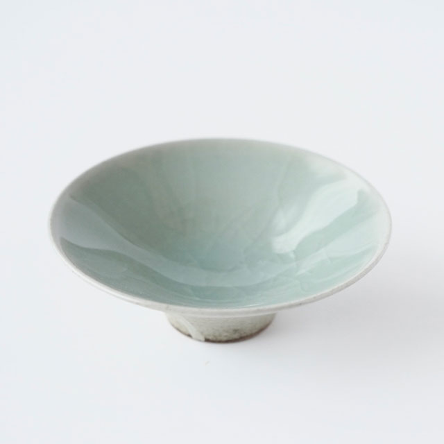 鍋島虎仙窯　青瓷　貫入花器