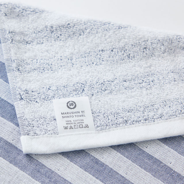 MARUSHIN BY SHINTO TOWEL シマ　ハンドタオル２枚　箱入り 色地・レッド／フォレスト ﾊﾝﾄﾞﾀｵﾙ2枚