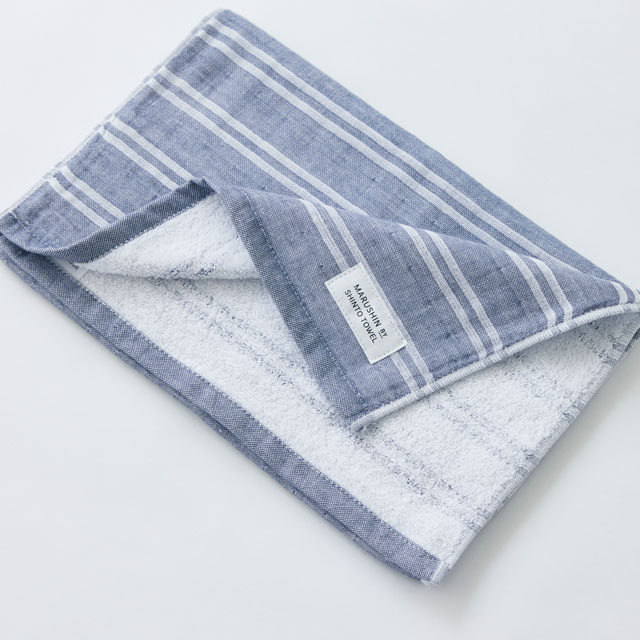 MARUSHIN BY SHINTO TOWEL シマ　ハンドタオル２枚　箱入り 色地・レッド／フォレスト ﾊﾝﾄﾞﾀｵﾙ2枚