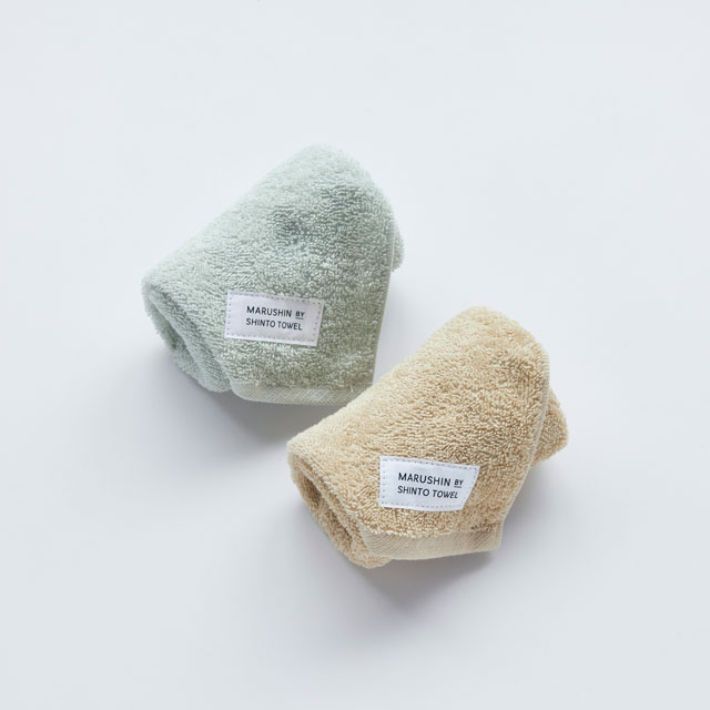 MARUSHIN BY SHINTO TOWEL ユキネサラシ　ハンドラタオル2枚　箱入り オフホワイト／ブルー ﾊﾝﾄﾞﾀｵﾙ2枚