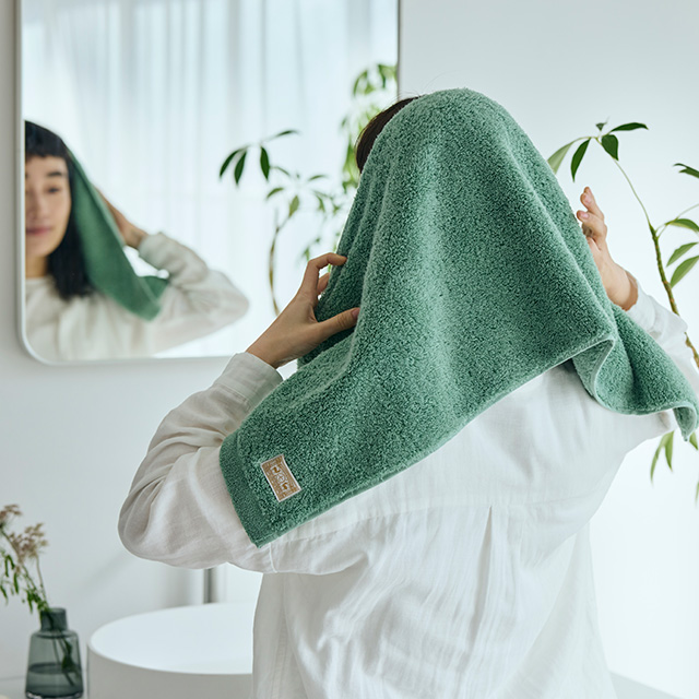 ふんわりやさしい 今治 両面パイル　ロングフェイスタオル