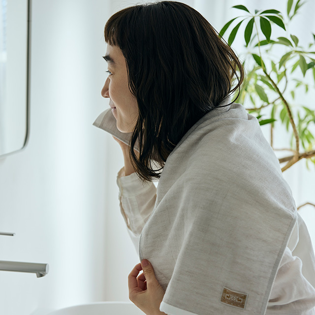 薄手でやわらかい 今治　パイルガーゼ　ロングフェイスタオル