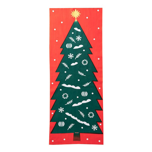 注染手拭い　クリスマスツリー赤