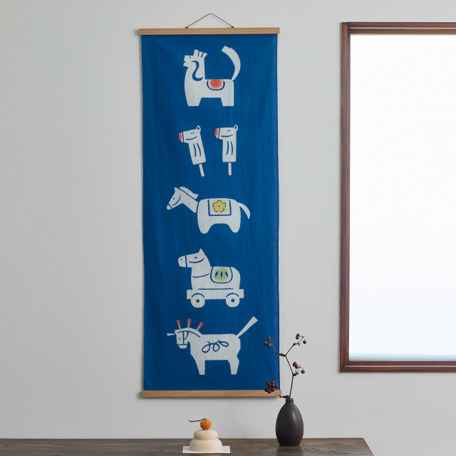 注染てぬぐい　干支玩具　午