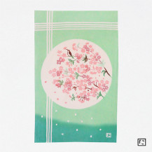 てぬぐい　丸窓の風景春さくら