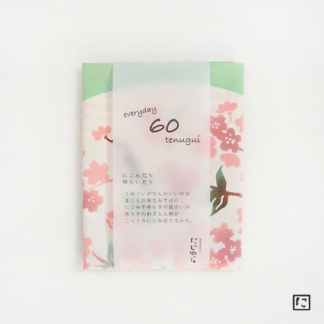 てぬぐい　丸窓の風景春さくら