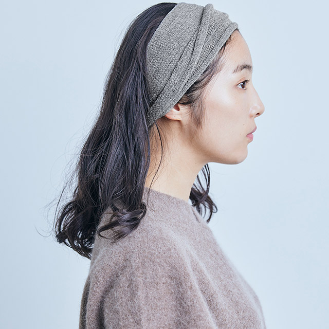 綿麻ニットのヘアバンド