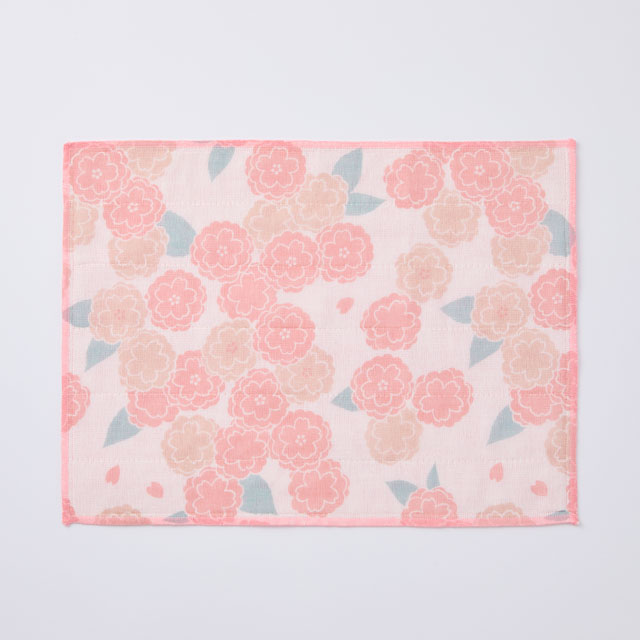 かや織ふきん　季節の花色　やえざくら