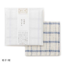 先染め花ふきん　格子