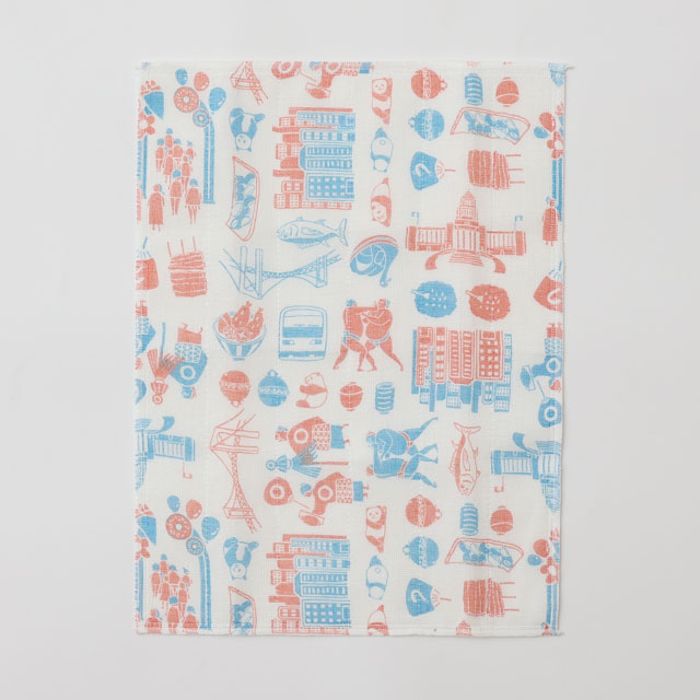 かや織ふきん　東京　赤青