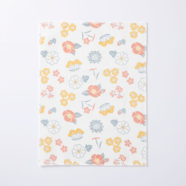 かや織ふきん　秋冬の花紋様