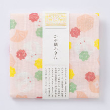 かや織ふきん　うさぎと吹き寄せ