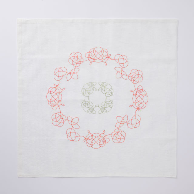 刺繍の花ふきん 干支 未
