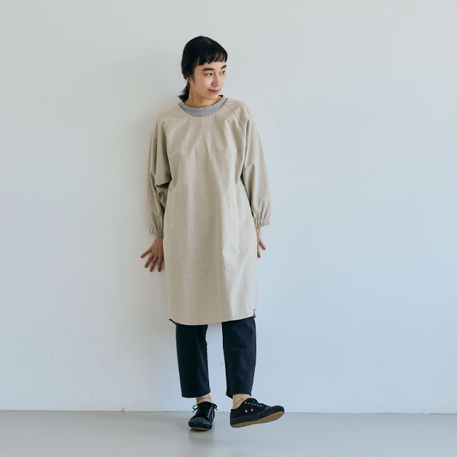 綿麻割烹着 ロング丈